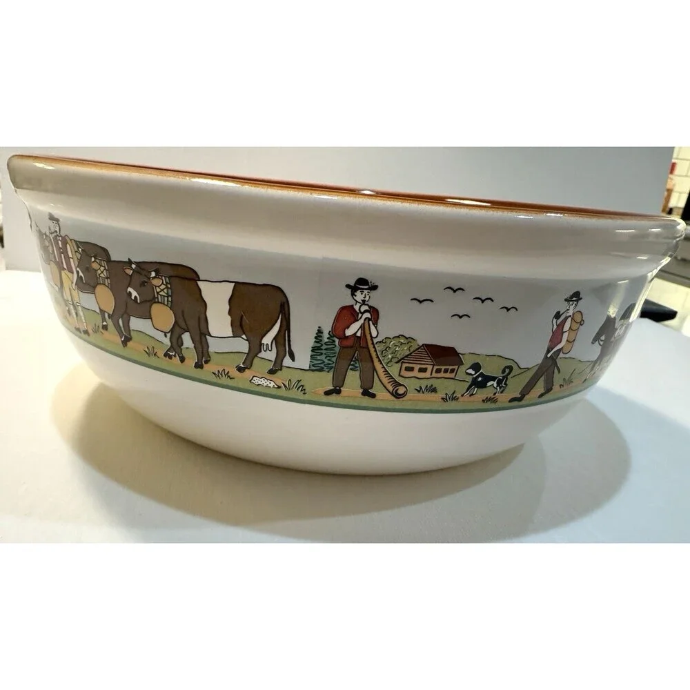 Landert 22 Fondue Pot Swiss Pottery Stoneware MCM 8.5